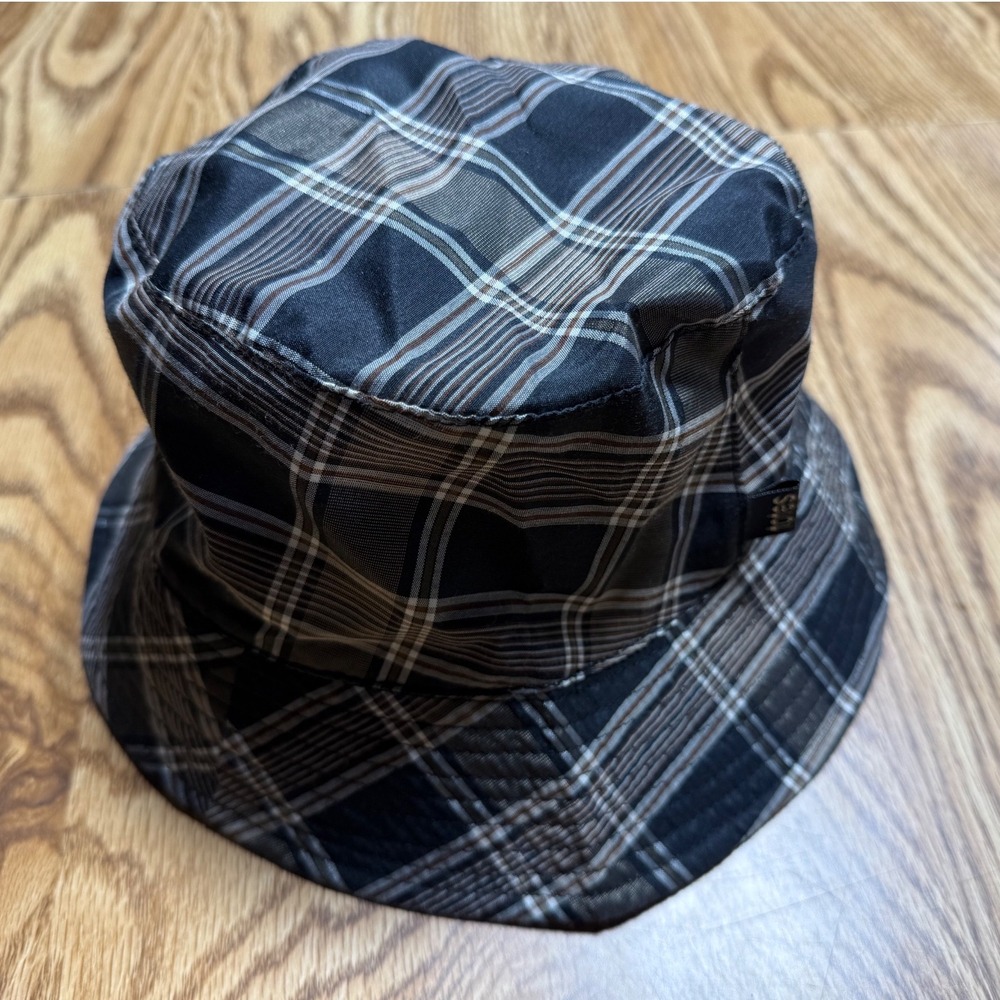 Totes Reversible Bucket Hat Black Plaid One Size Water Resistant Rain Sun Hat - Picture 2 of 6